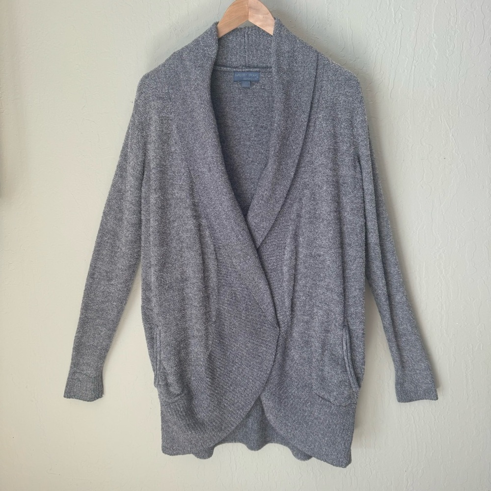 BAREFOOT DREAMS Cozychic Lite Knit Circle Cardigan Gray Open Front Size Medium - Picture 3 of 14